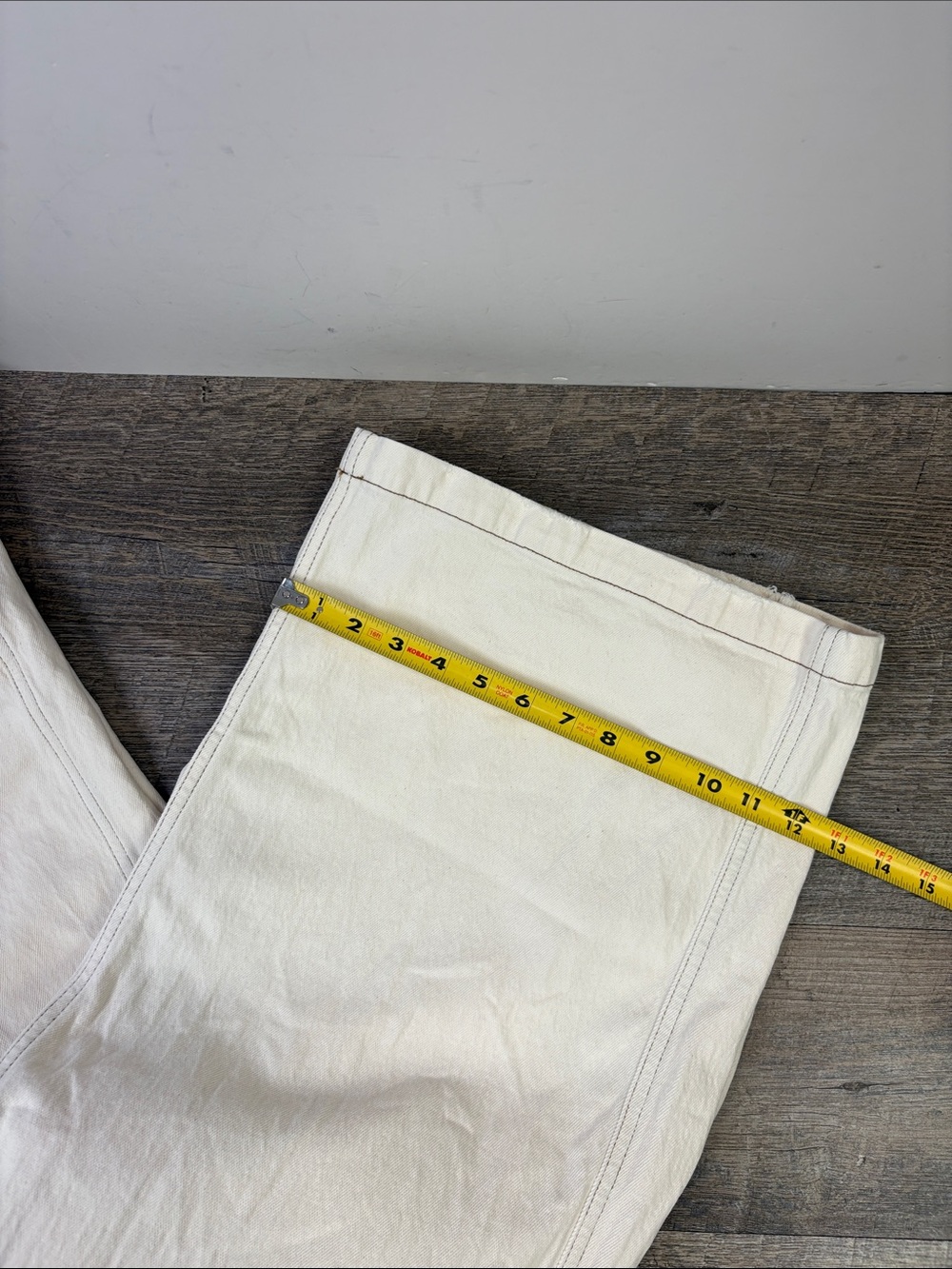 Seventy + Mochi Cream High Rise Wide Leg Jeans Contrast Stitching 28/32 - Picture 14 of 14